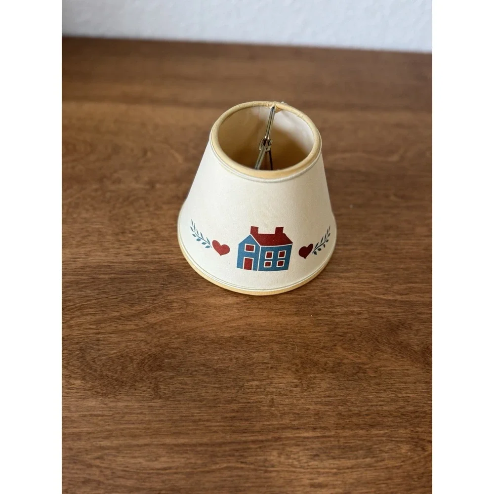 Vintage Lamp Shade Cottage Granny Core Country Farmhouse Folk Art Hearts House